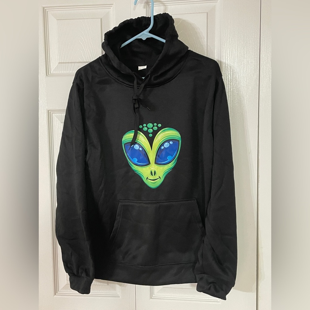 Black Hoodie with Alien Graphic new
 New no tags front pocket